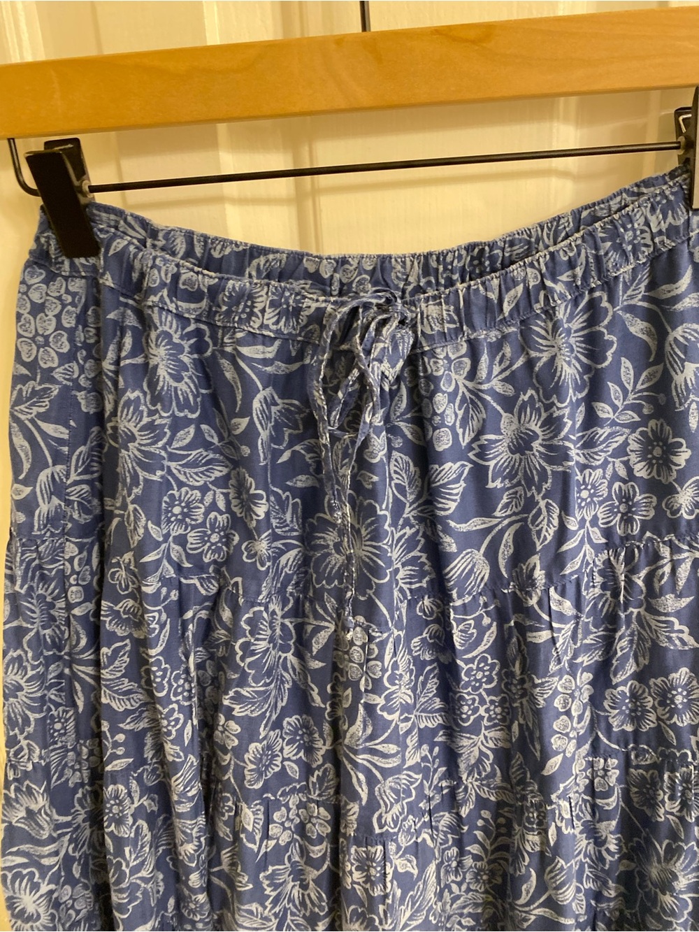 LAUREN RALPH LAUREN TIERED PRAIRIE SKIRT DRAWSTRING CHAMBRAY FLORAL MAXI MEDIUM - Picture 11 of 13